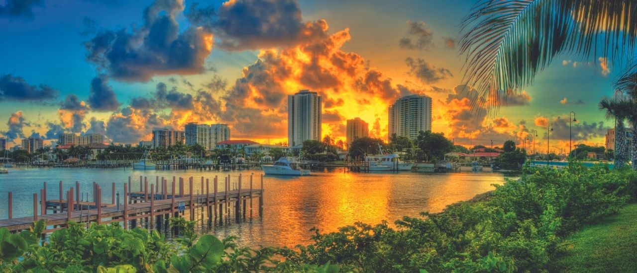 The Palm Beaches city scape from the intracoastal